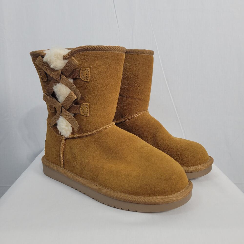 NWOB Koolaburra by UGG Victoria Short Soft Suede Boots women's size 5 Chestnut